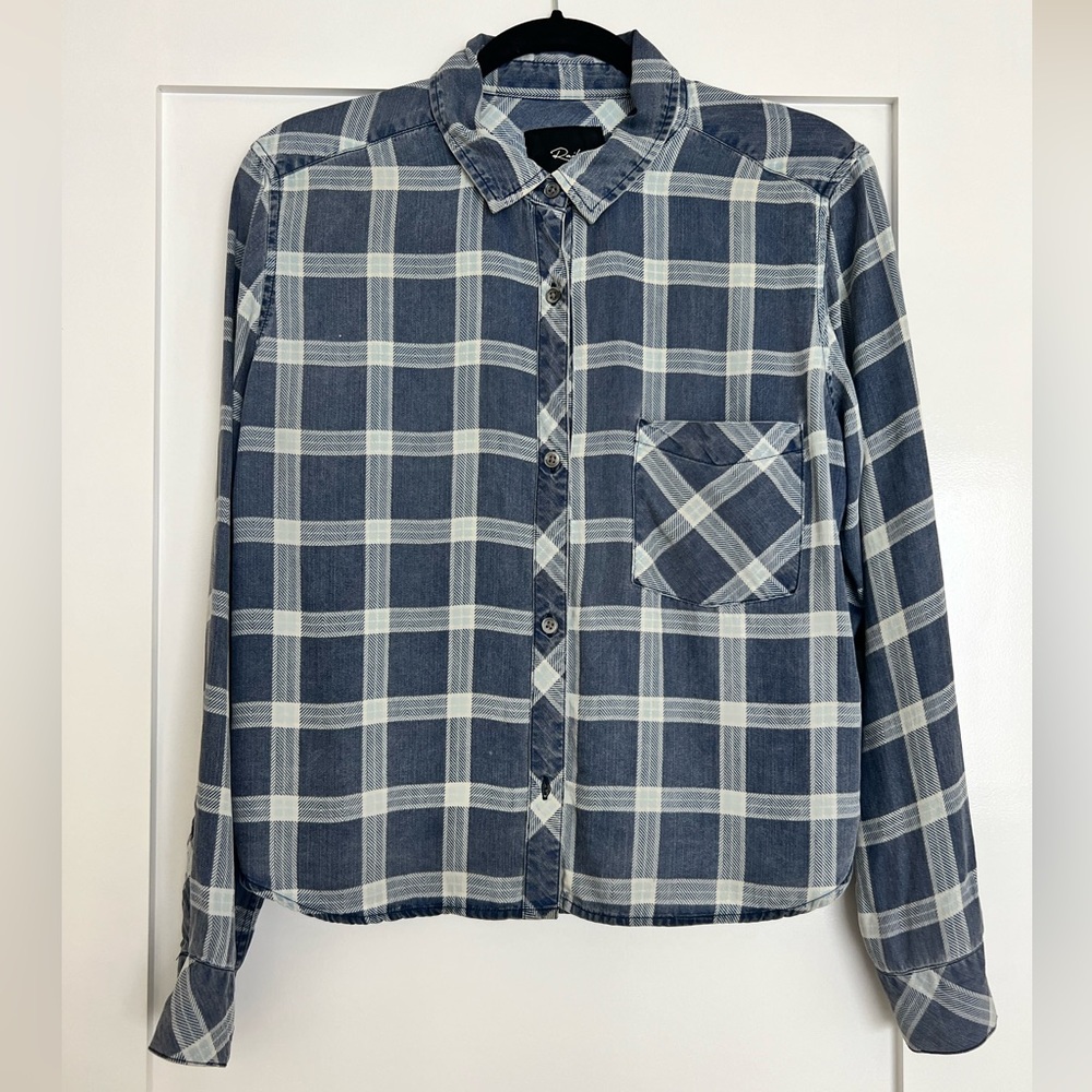 Rails Hunter Blue Plaid Button-Down Flannel Shirt – Ultra Soft Classic Fit (M)